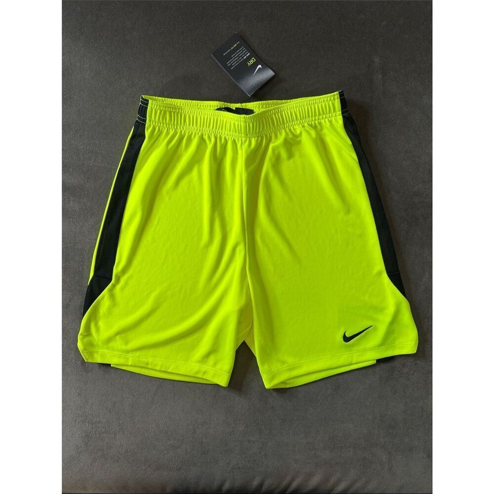 Nike Men’s Neon Yellow Dri-FIT Athletic Sport Shorts Black Accents MEDIUM NWT